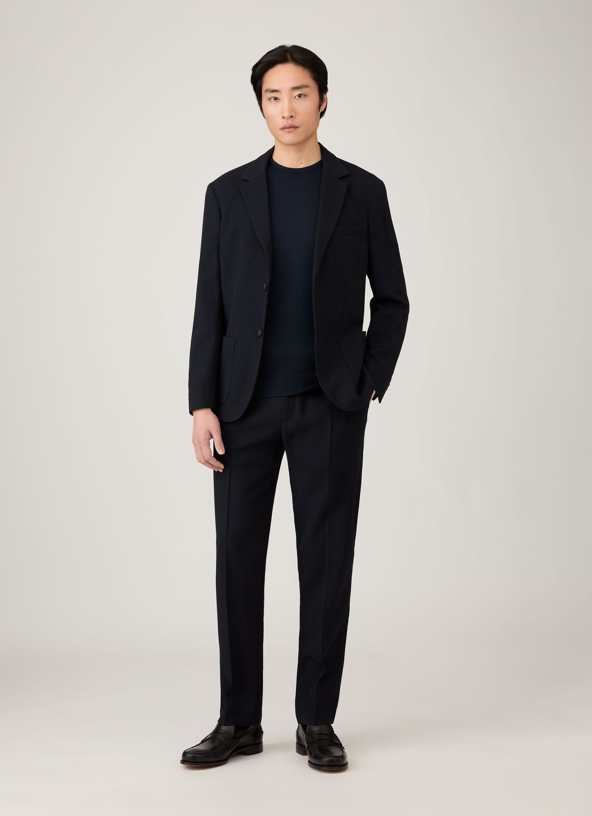 Men's Extra-Fine Merino Jumper in Navy