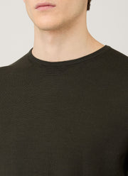 Men's Extra-Fine Merino Crew Neck in Dark Green