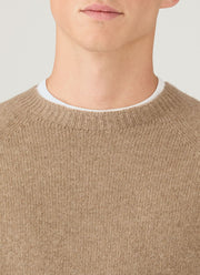 Men's Lambswool Crew Neck Jumper in Sandstone