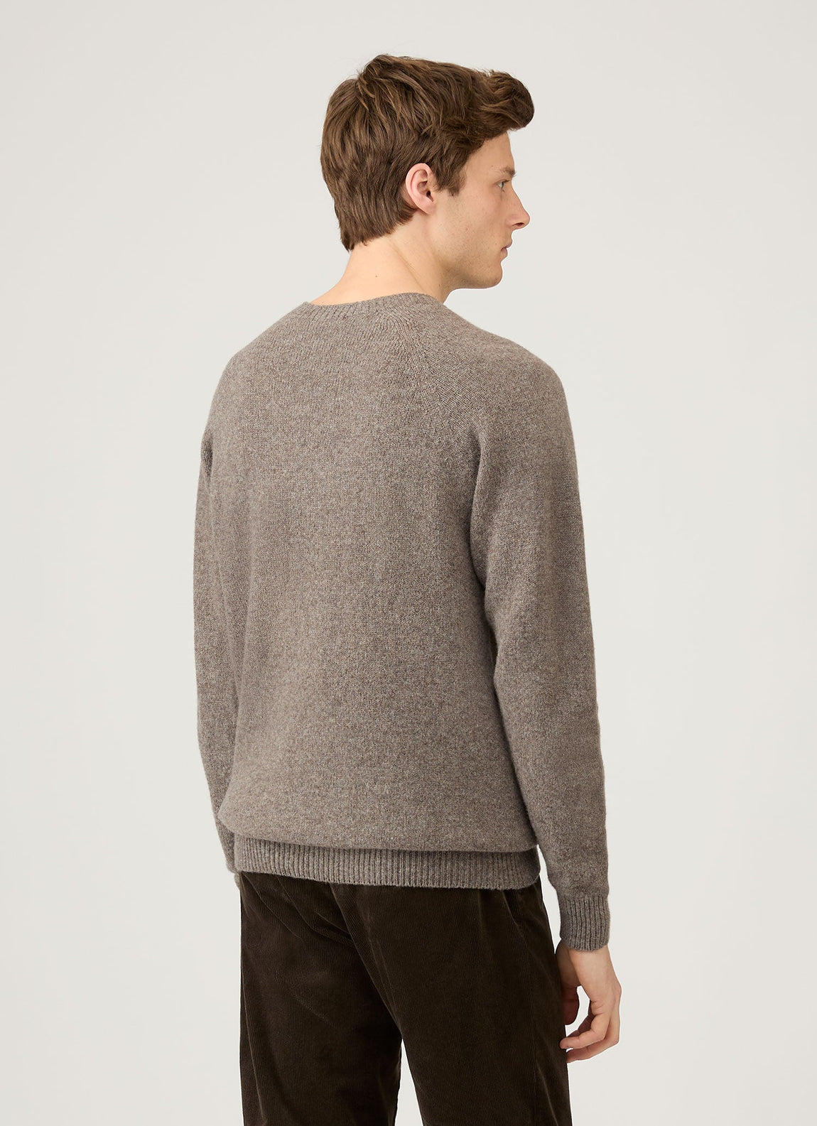 Men's Lambswool Crew Neck Jumper in Bark