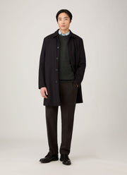 Men's Lambswool Crew Neck Jumper in Dark Green Twist