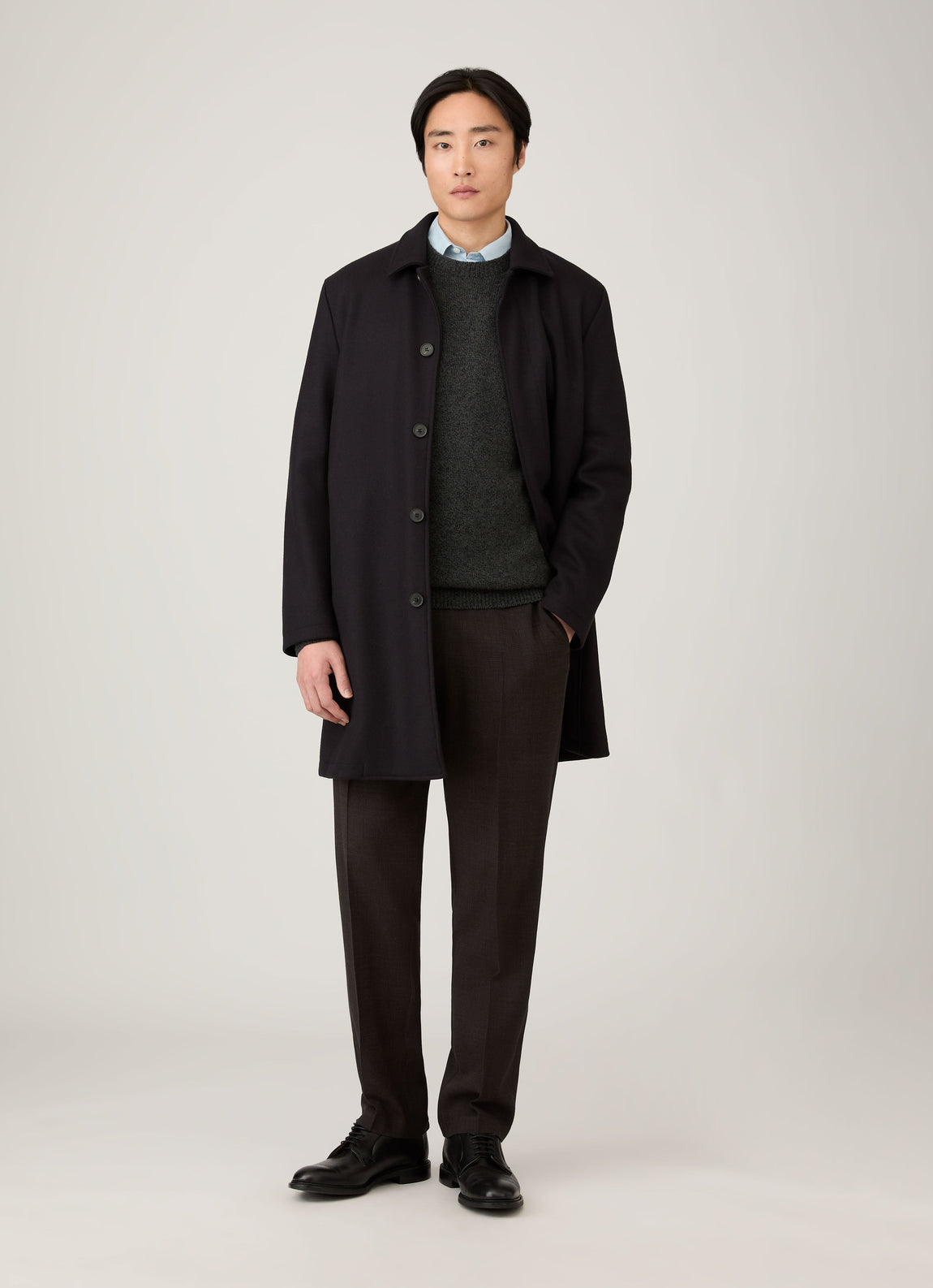 Men's Lambswool Crew Neck Jumper in Dark Green Twist