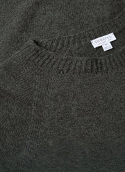 Men's Lambswool Crew Neck Jumper in Dark Green Twist