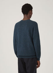 Men's Lambswool Crew Neck Jumper in Dark Petrol Twist