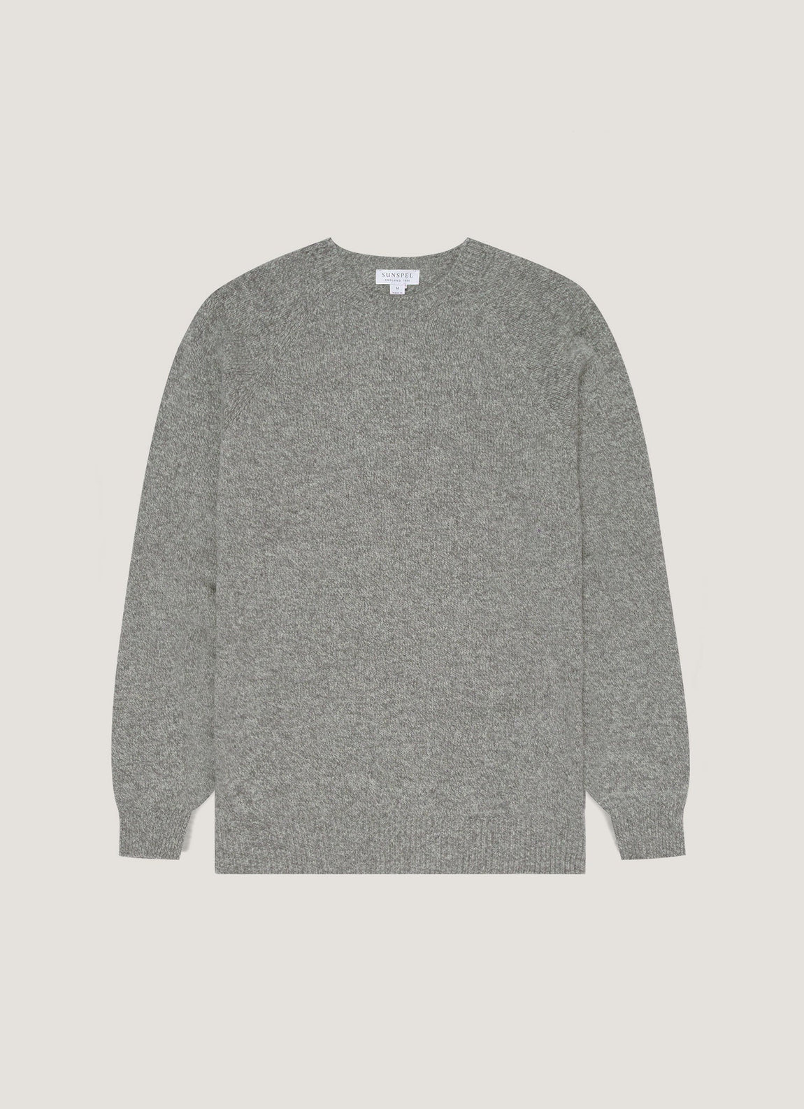 Men's Lambswool Crew Neck Jumper in Mid Grey Melange