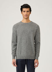 Men's Lambswool Crew Neck Jumper in Mid Grey Melange
