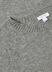 Men's Lambswool Crew Neck Jumper in Mid Grey Melange