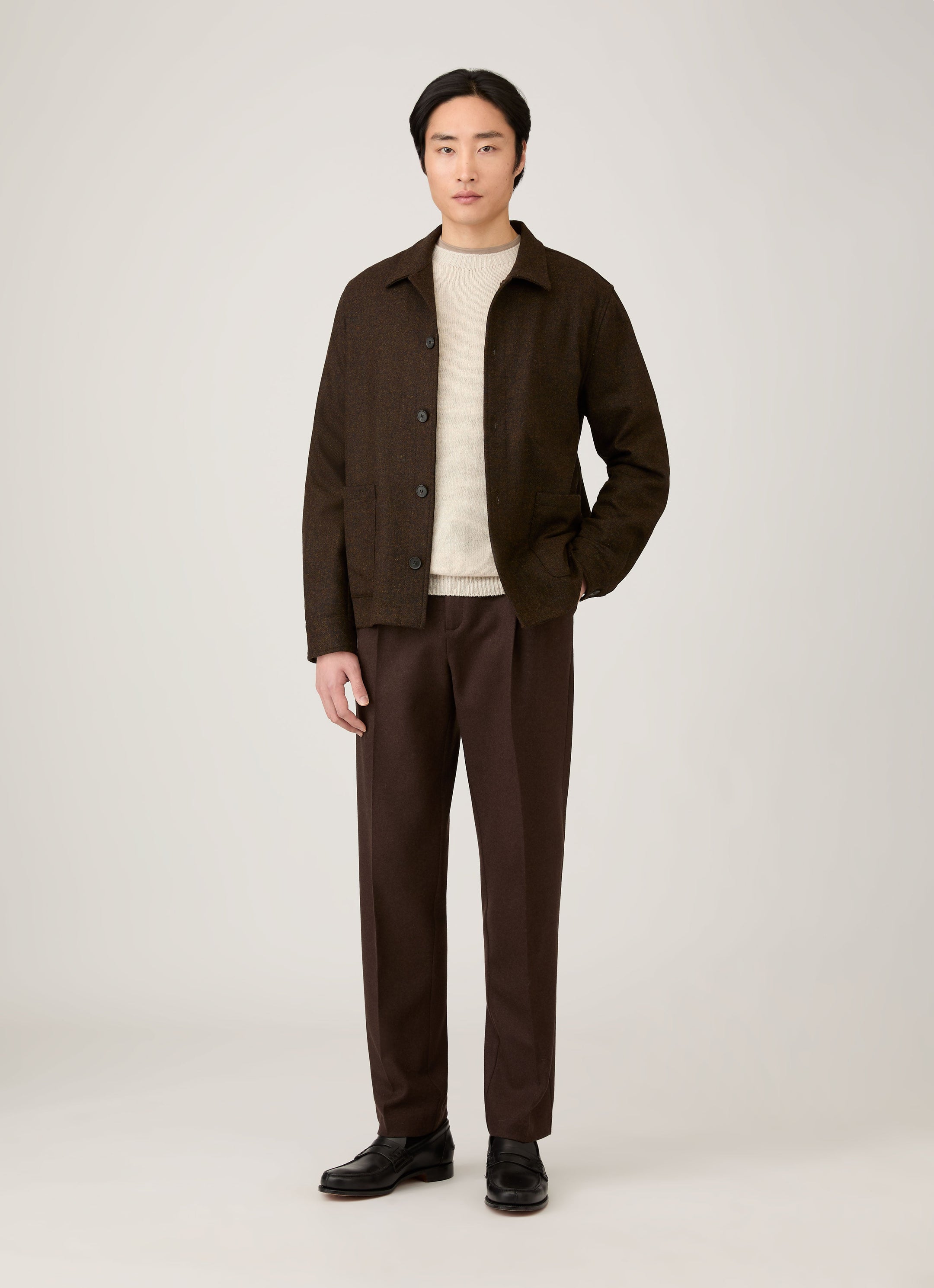 Men's Lambswool Crew Neck Jumper in Oatmeal Melange