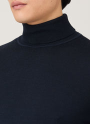 Men's Extra-Fine Merino Roll Neck in Navy