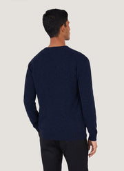 Men's Cashmere Crew Neck Jumper in Navy Melange