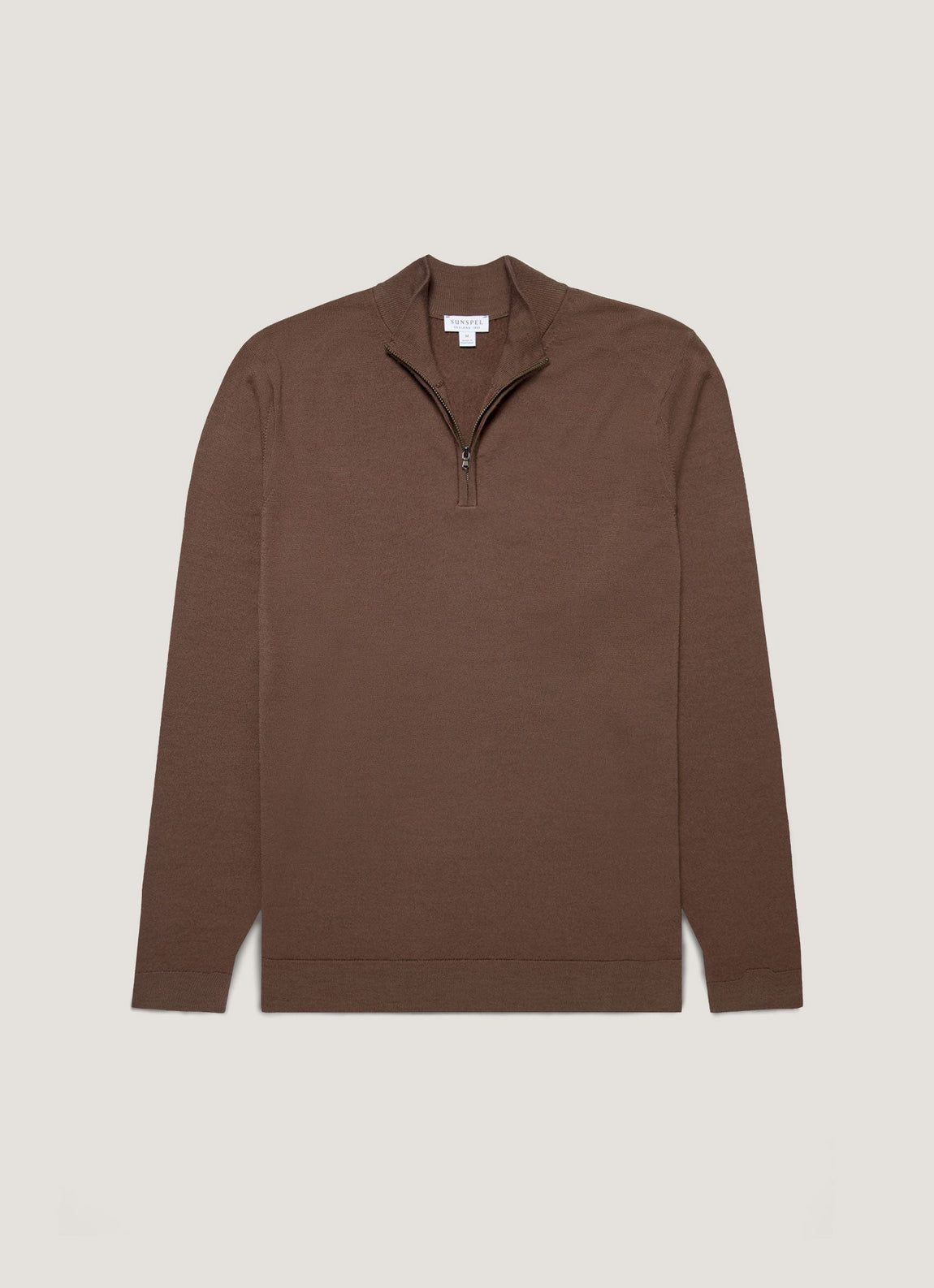 Men's Extra-Fine Merino Zip Neck in Bark
