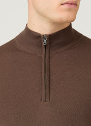 Men's Extra-Fine Merino Zip Neck in Bark