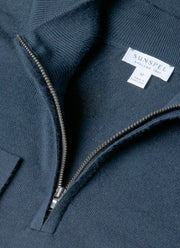 Men's Extra-Fine Merino Zip Neck in Slate Blue
