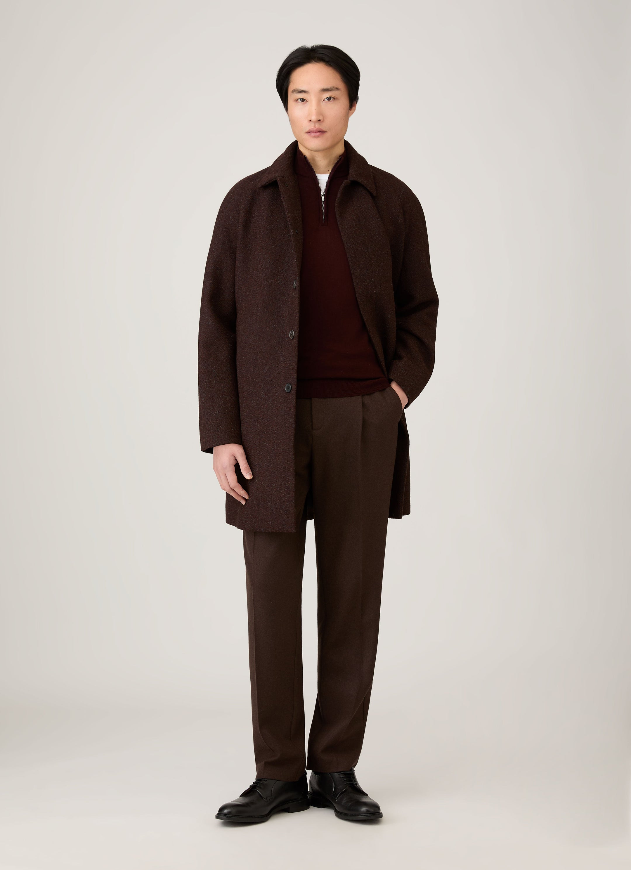 Men's Extra-Fine Merino Zip Neck in Bakelite