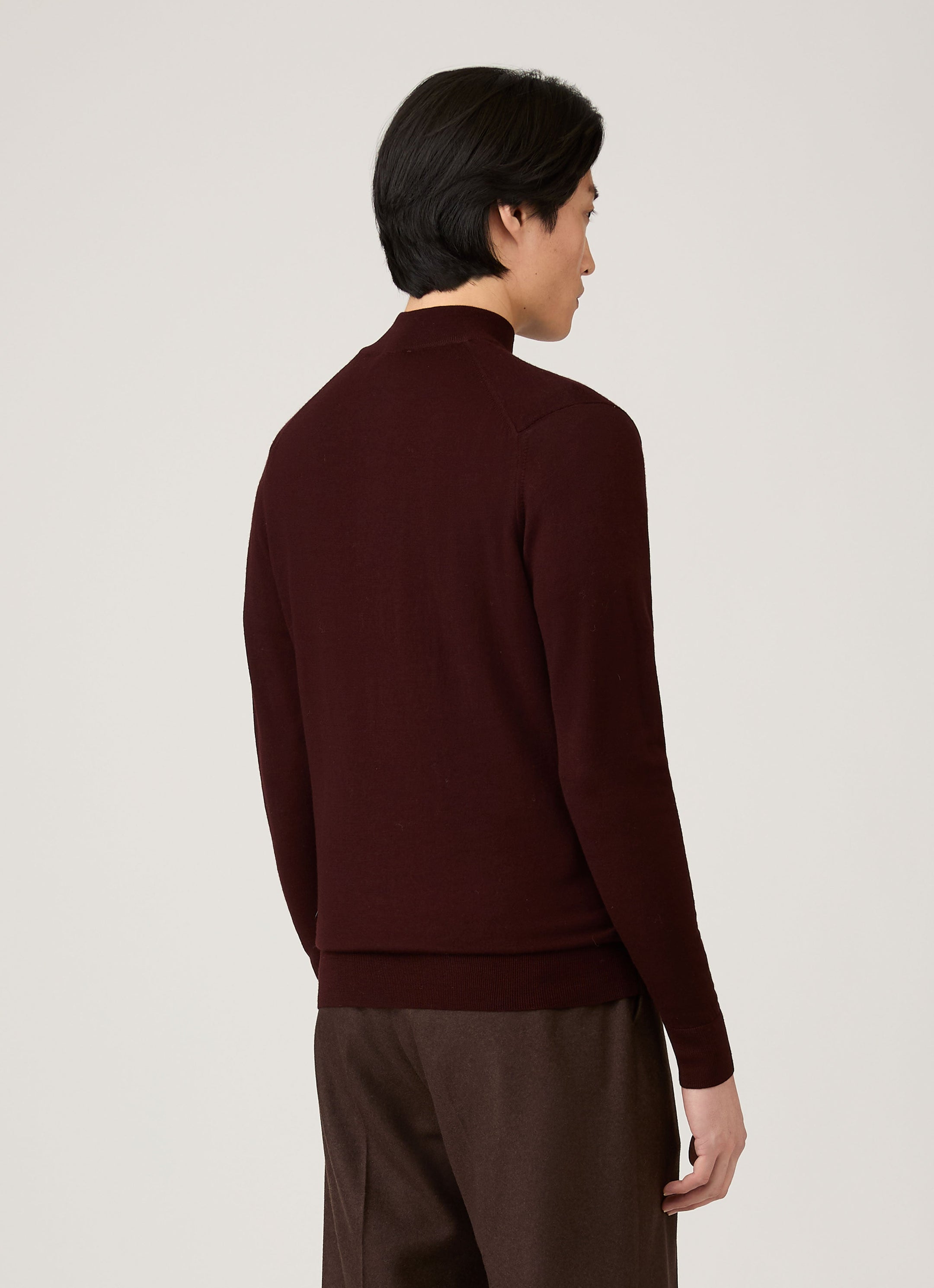 Men's Extra-Fine Merino Zip Neck in Bakelite