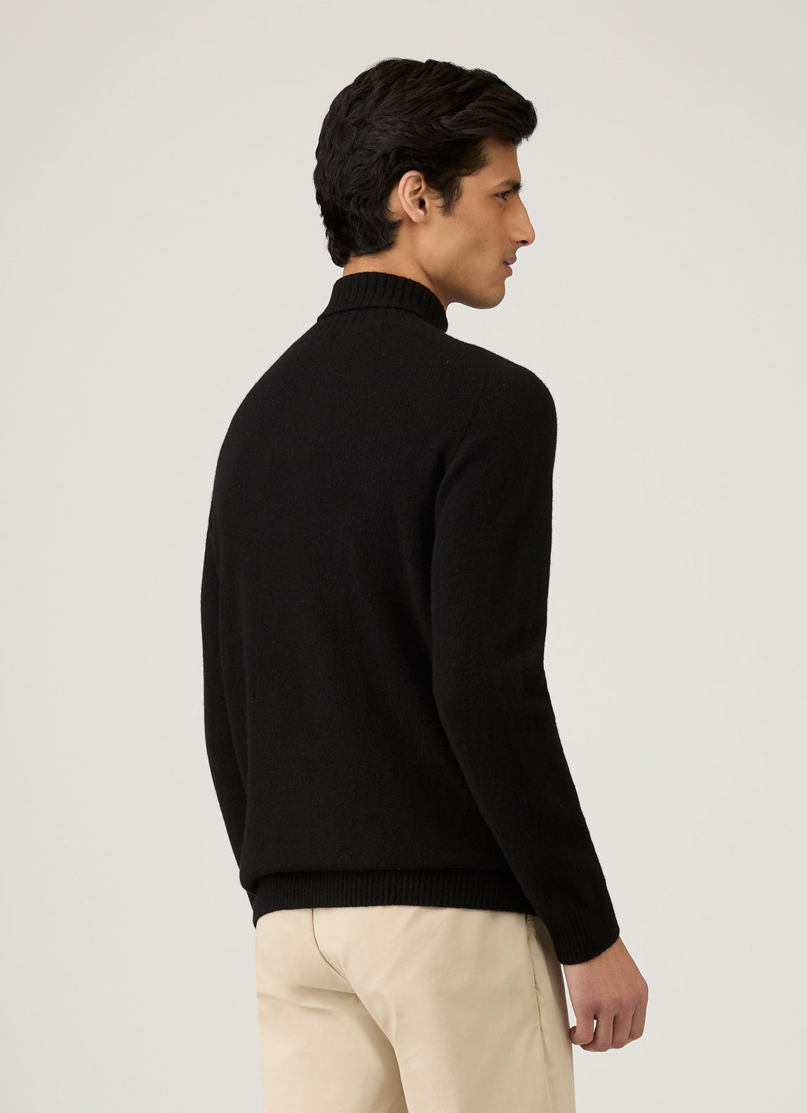 Men's Lambswool Roll Neck in Black