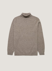 Men's Lambswool Roll Neck in Bark