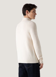 Men's Lambswool Roll Neck in Ecru