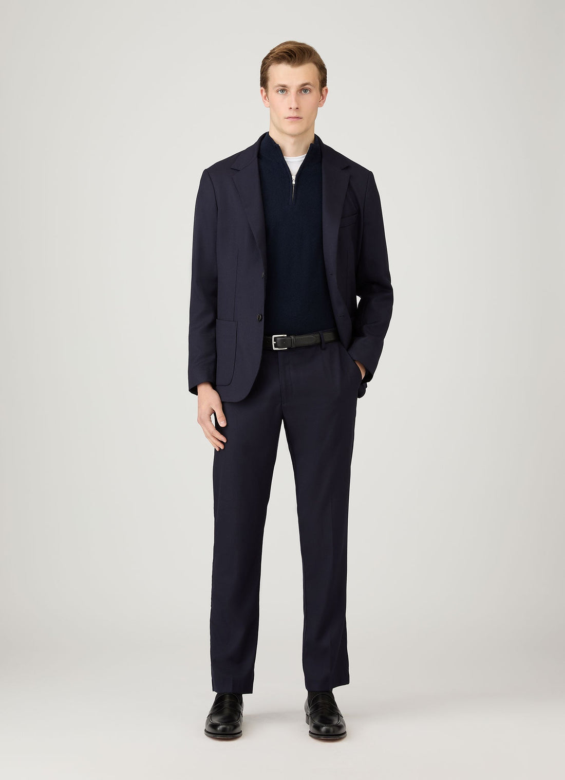 Men's Cashmere Zip Neck Jumper in Navy