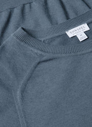 Men's Sea Island Cashmere Crew Neck Jumper in Slate Blue
