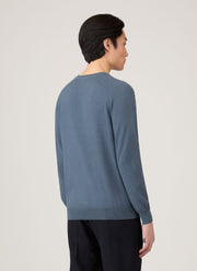 Men's Sea Island Cashmere Crew Neck Jumper in Slate Blue