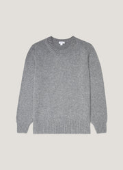 Men's Roxburgh Cashmere Jumper in Mid Grey Melange