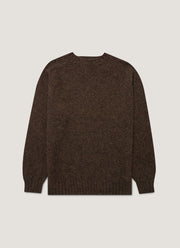 Men's Shetland Crew Neck Jumper in Bark