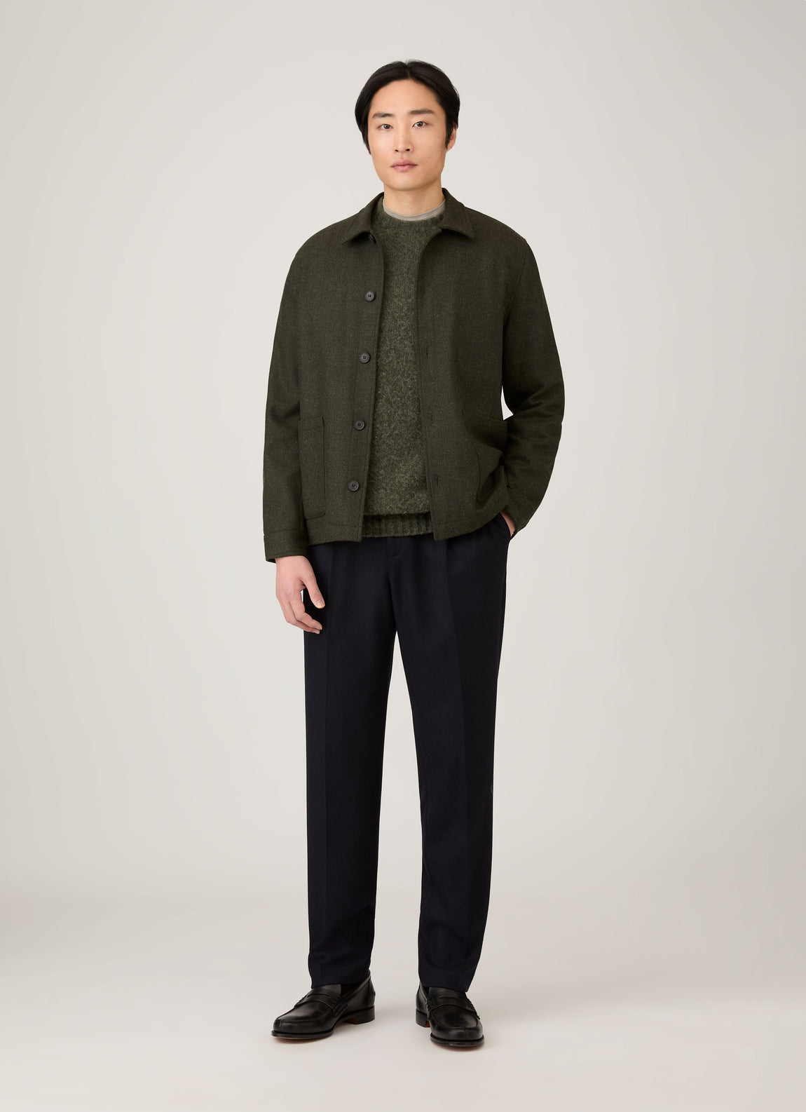 Men's Shetland Crew Neck Jumper in Sea Moss