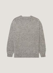 Men's Shetland Crew Neck Jumper in Mid Grey Melange