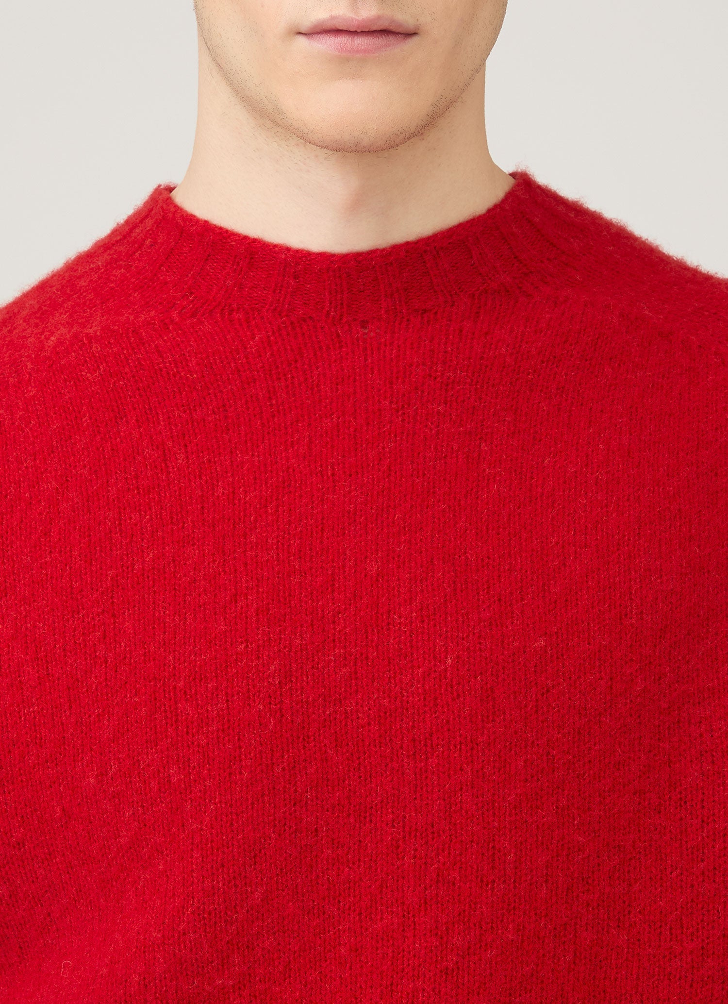 Men's Shetland Crew Neck Jumper in Bright Red