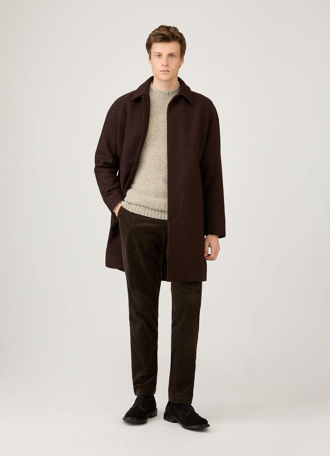 Men's Shetland Crew Neck Jumper in Oatmeal Melange