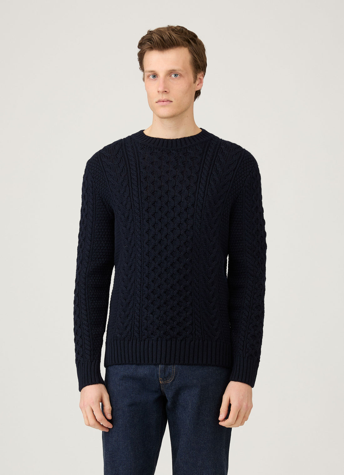 Men's Cable Knit Jumper in Navy