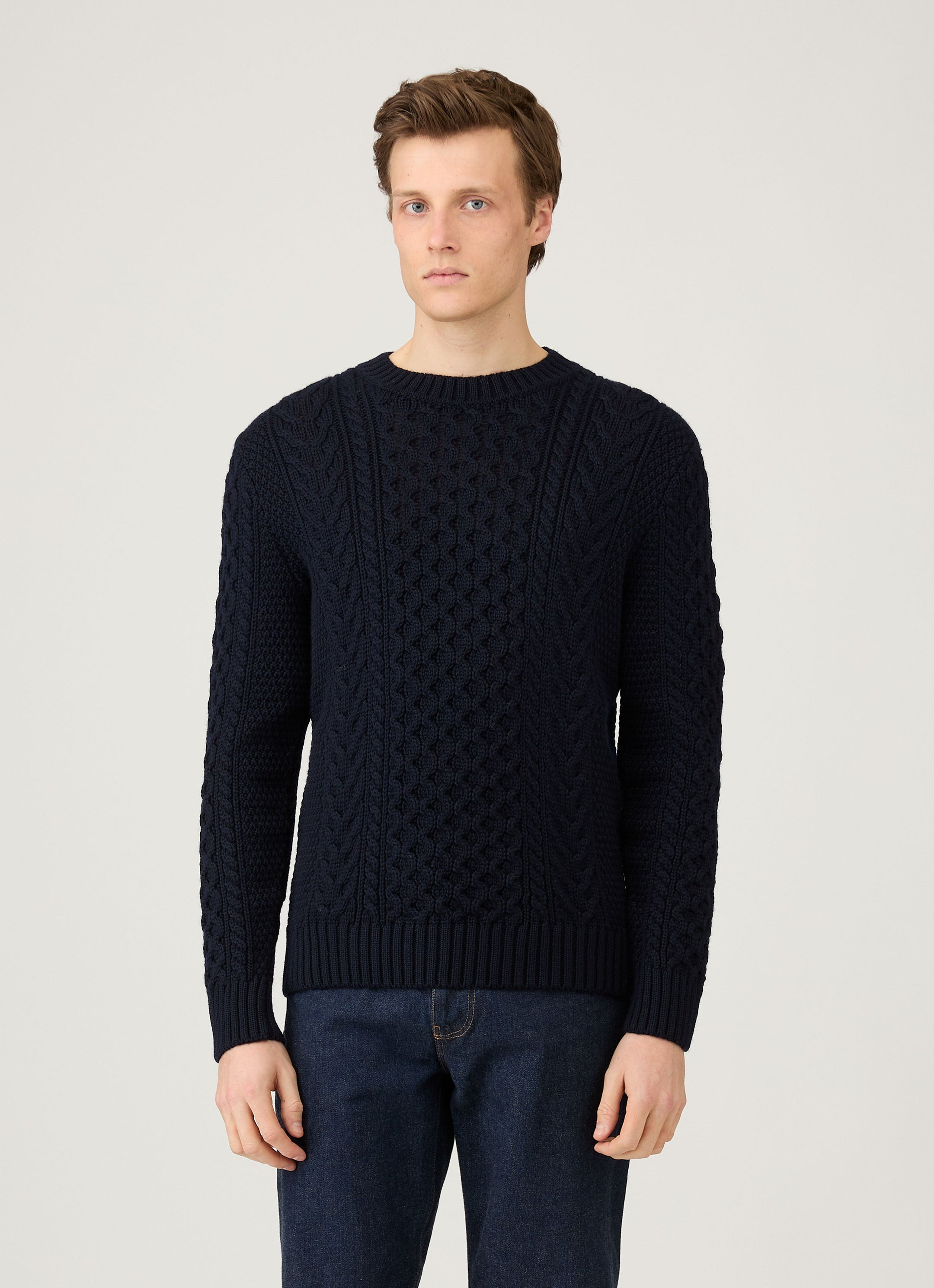 Men's Cable Knit Jumper in Navy