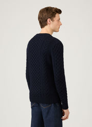 Men's Cable Knit Jumper in Navy