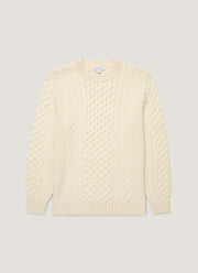 Men's Cable Knit Jumper in Ecru