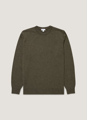 Men's Cashmere Crew Neck Jumper in Khaki