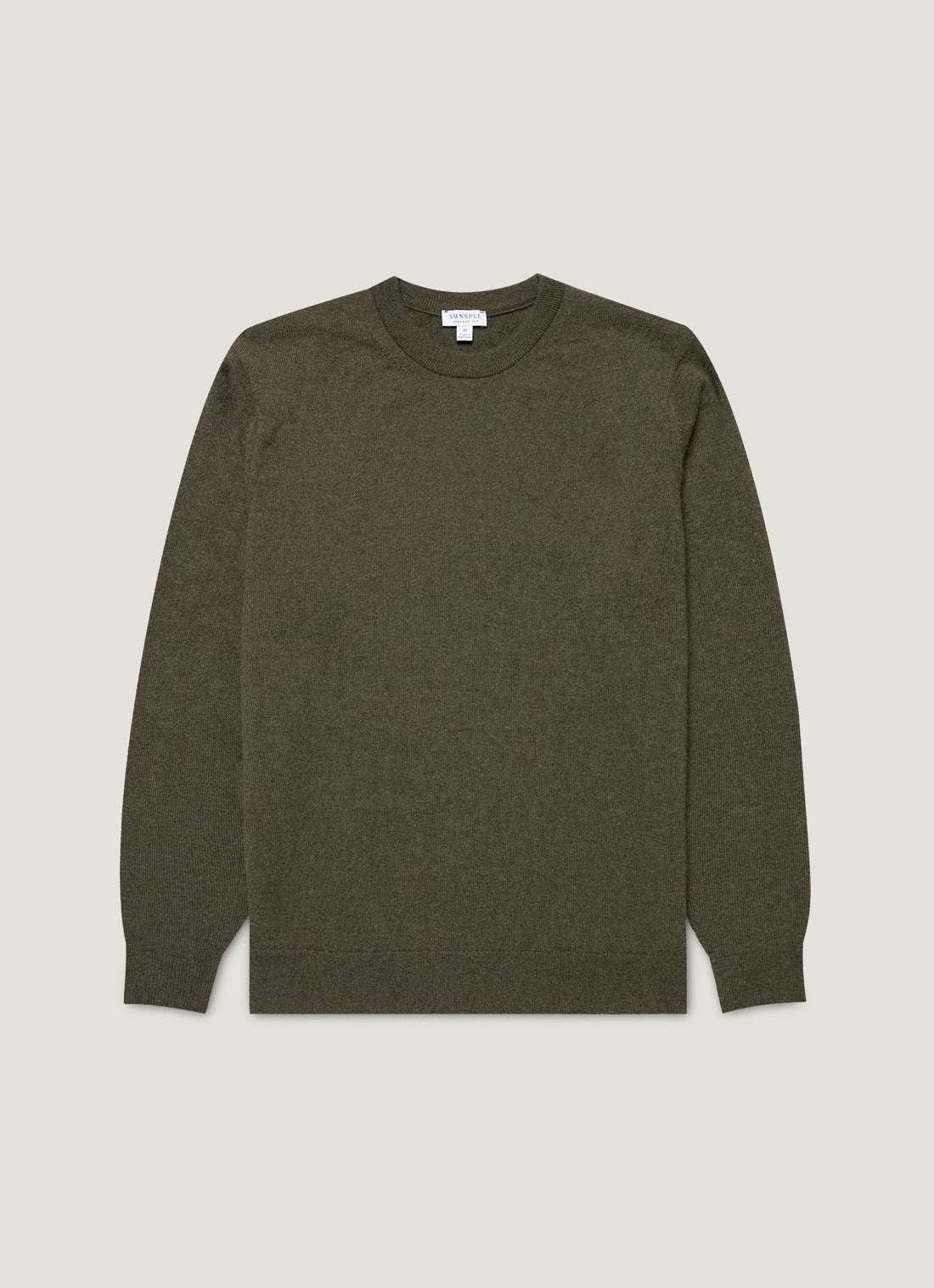 Men's Cashmere Crew Neck Jumper in Khaki