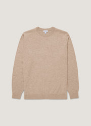 Men's Cashmere Crew Neck Jumper in Oatmeal Melange