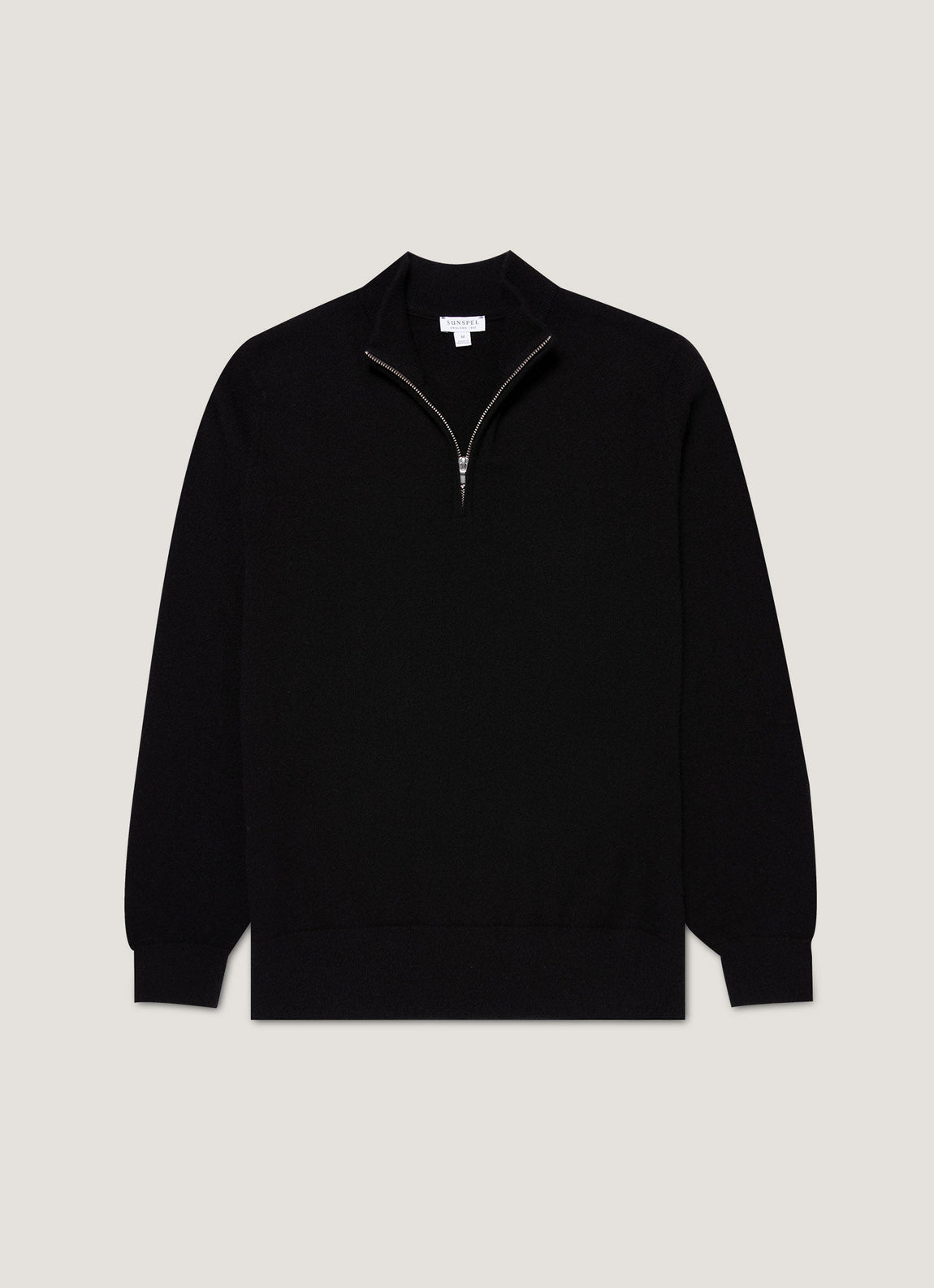 Men's Cashmere Half Zip Jumper in Black