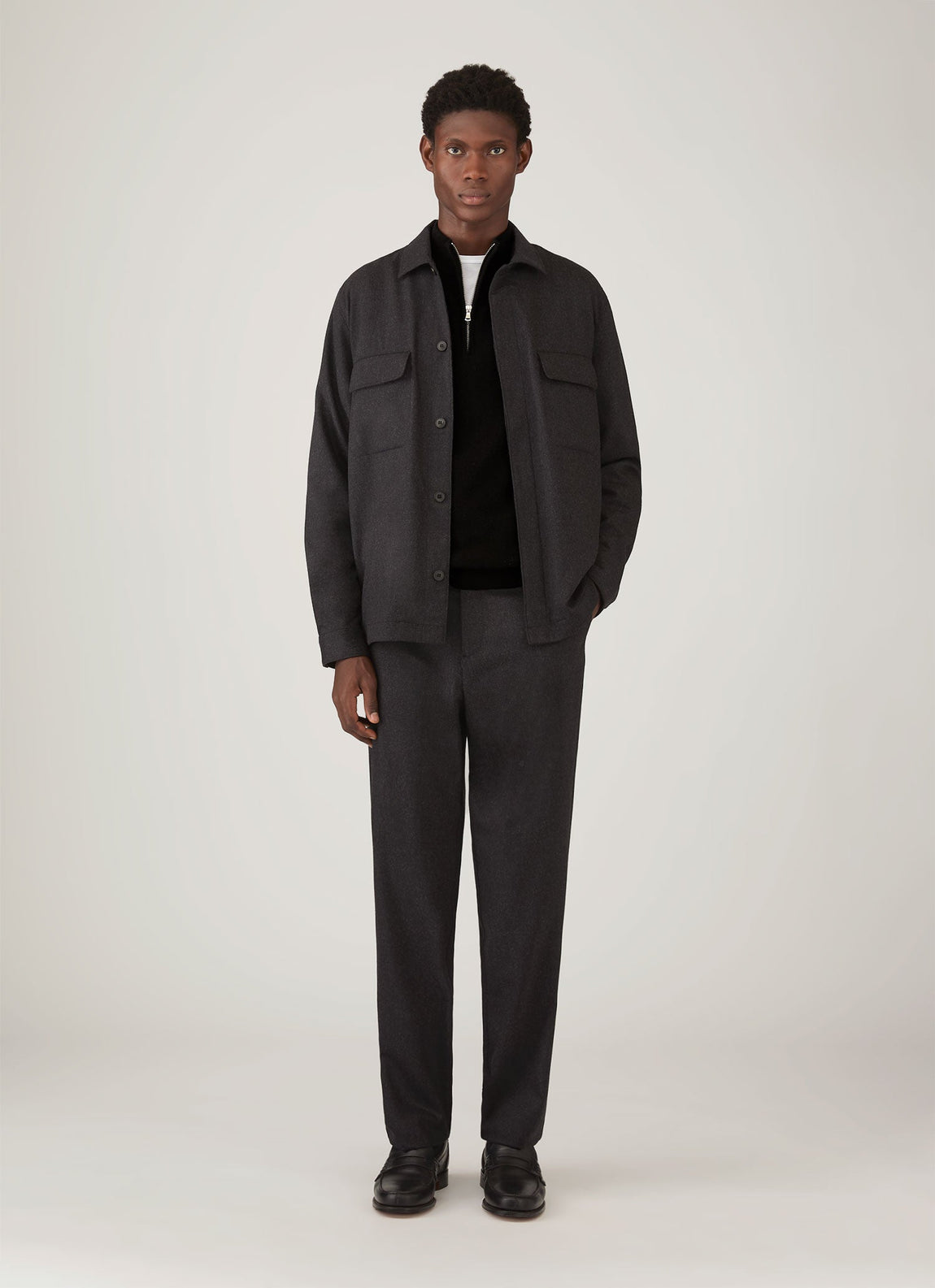 Men's Cashmere Half Zip Jumper in Black