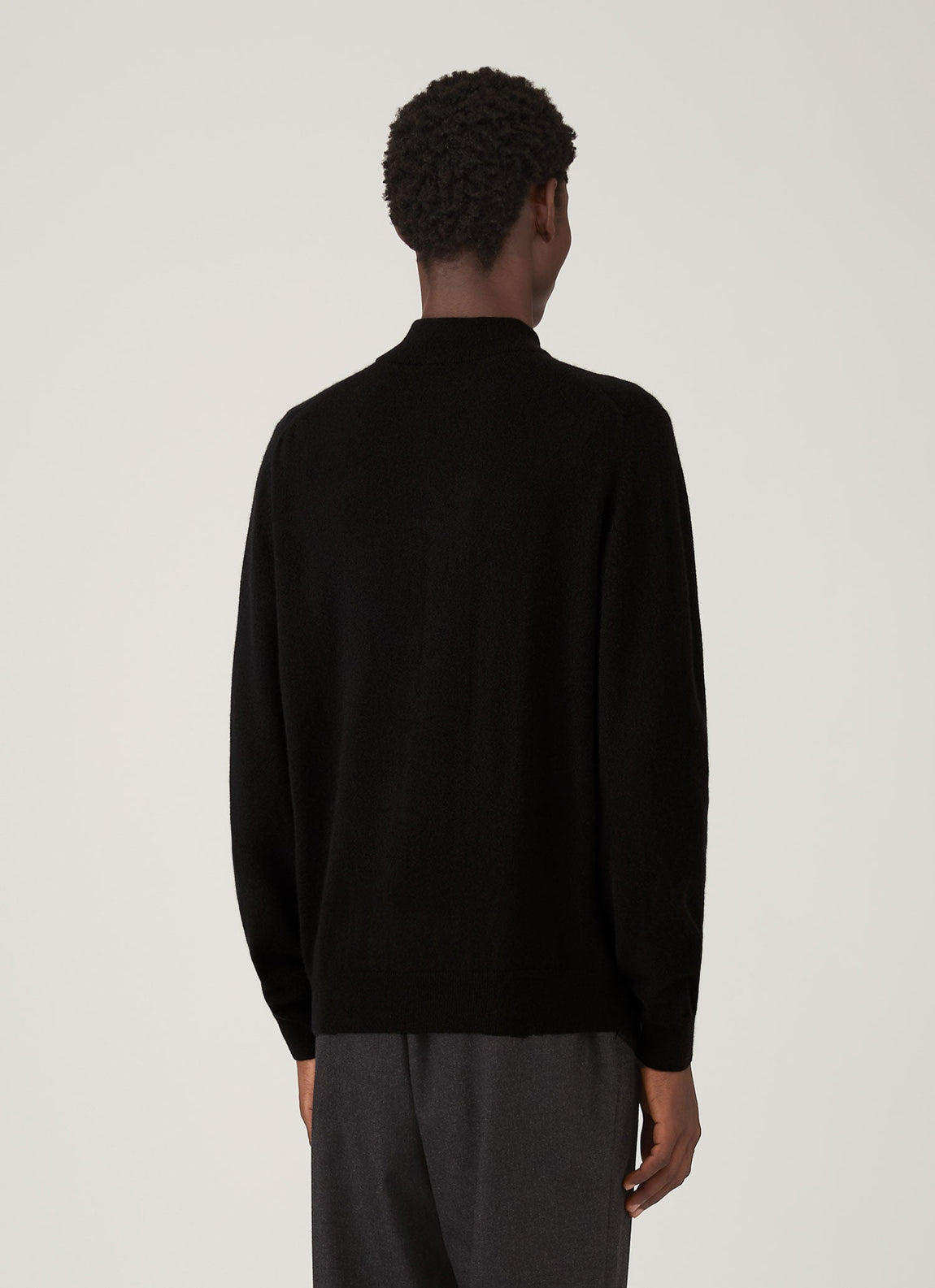 Men's Cashmere Half Zip Jumper in Black