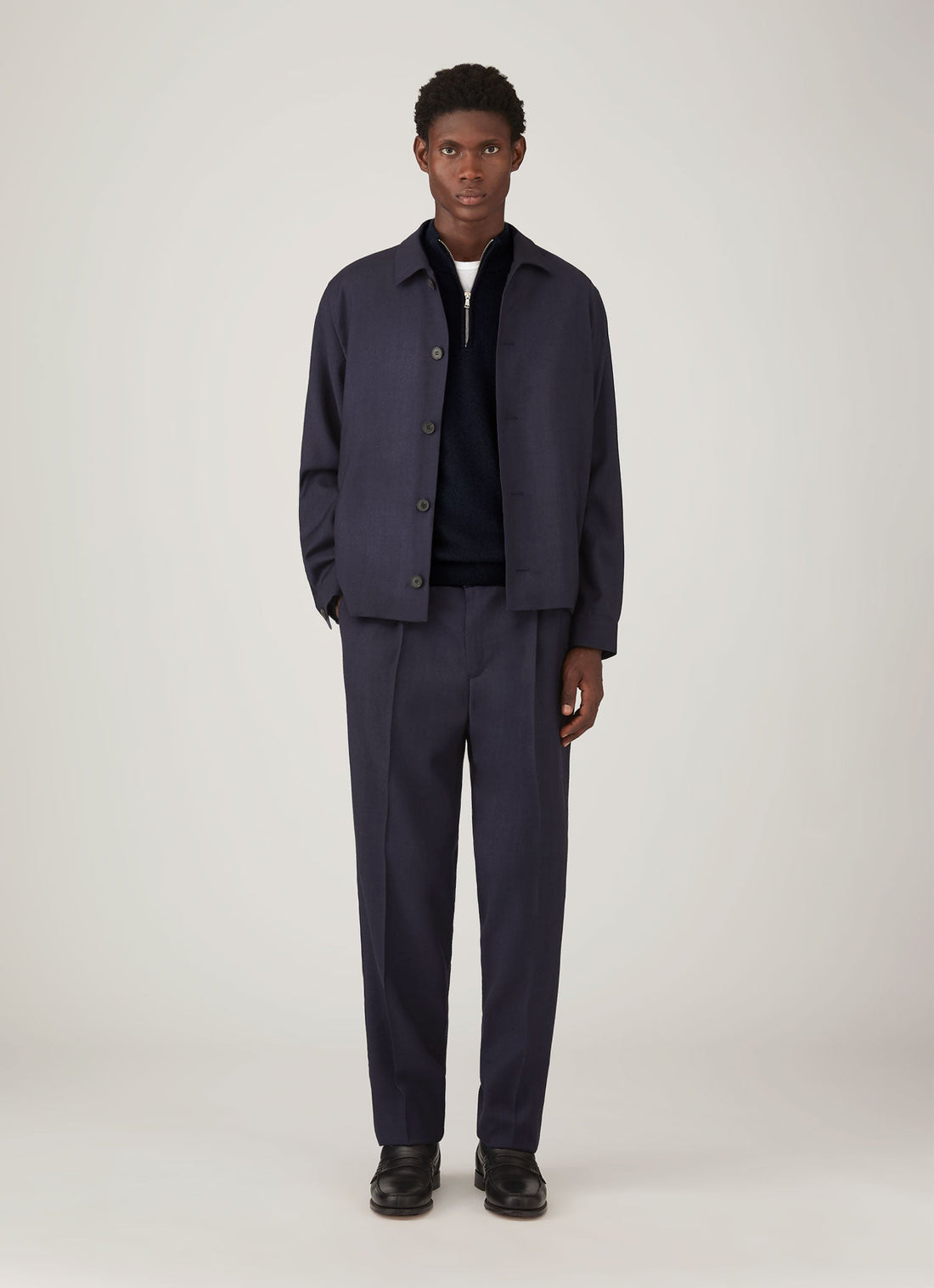 Men's Cashmere Half Zip Jumper in Navy