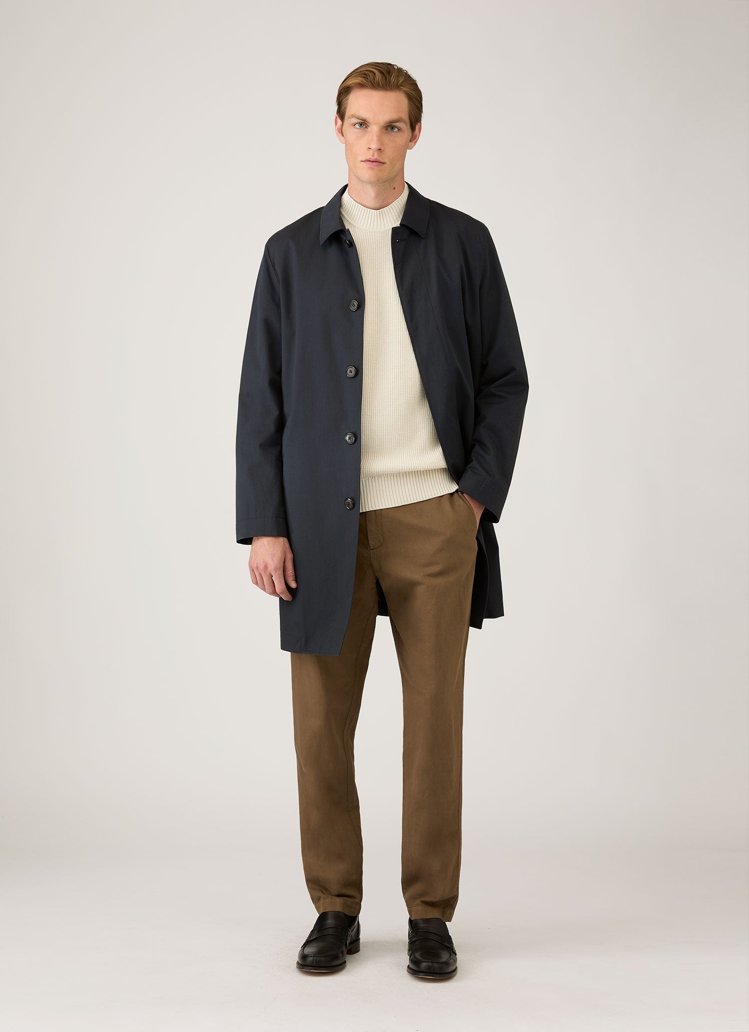 Men's Cotton Crew Neck Jumper in Ecru