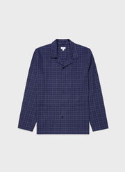 Men's Cotton Flannel Pyjama Shirt in Navy Check