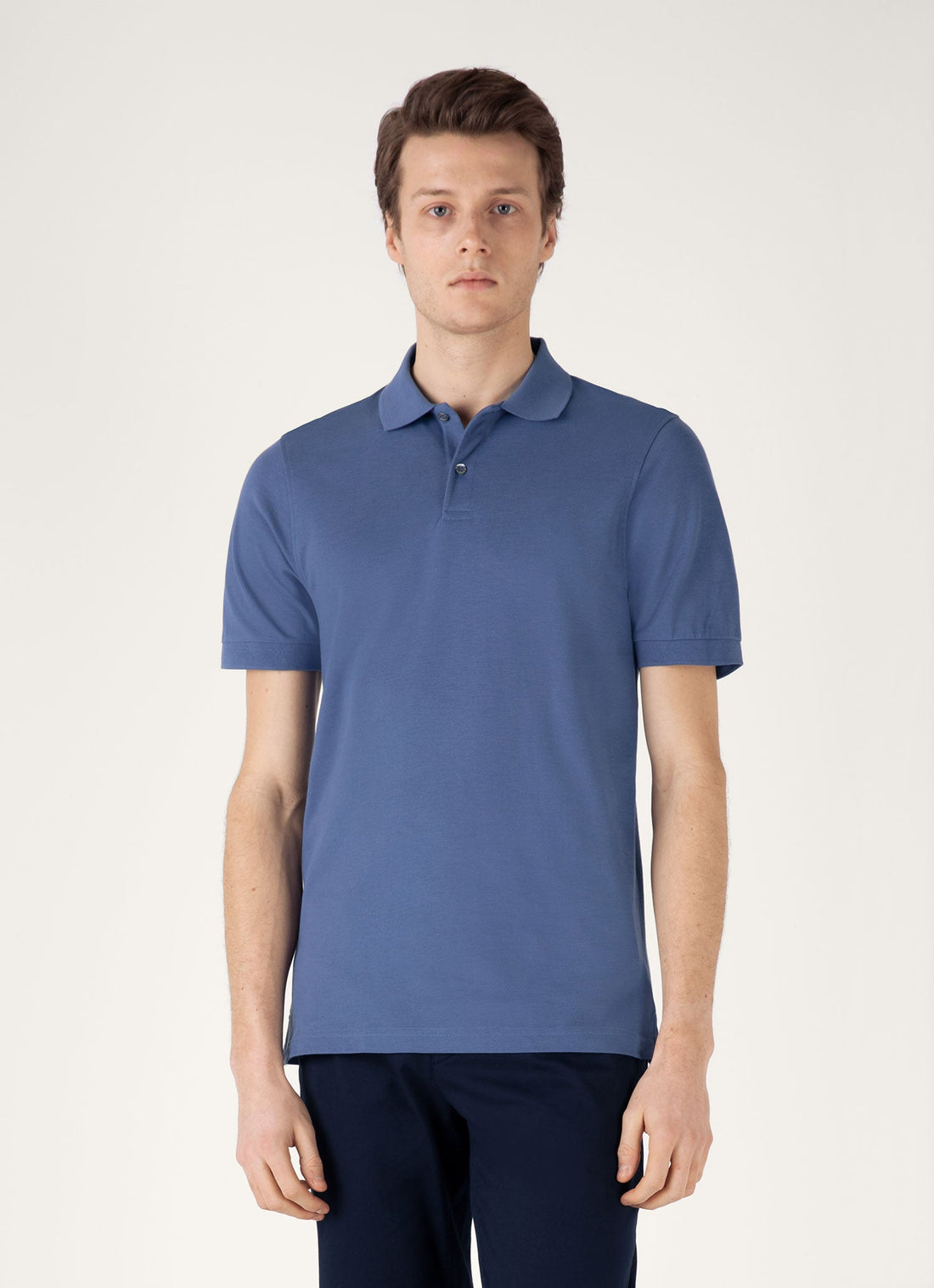 Men's Piqué Polo Shirt in Soft Denim