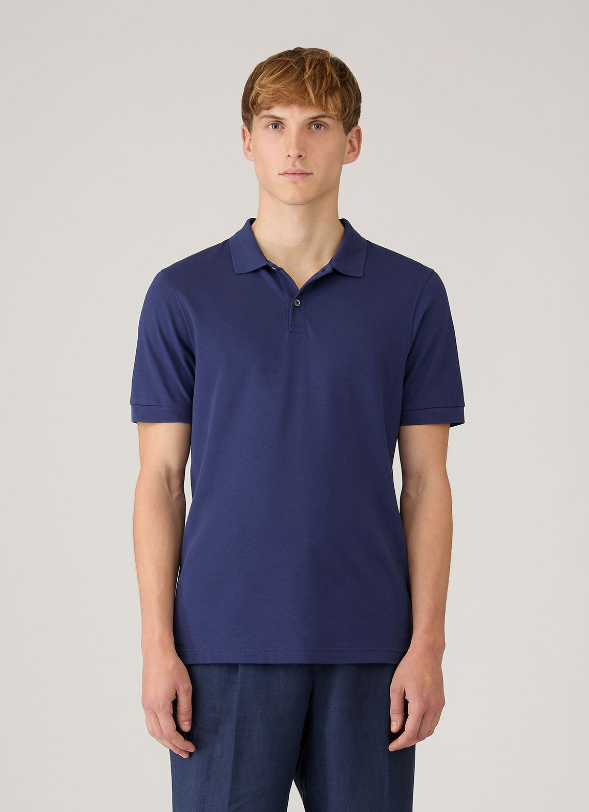 Men's Piqué Polo Shirt in Ink Blue