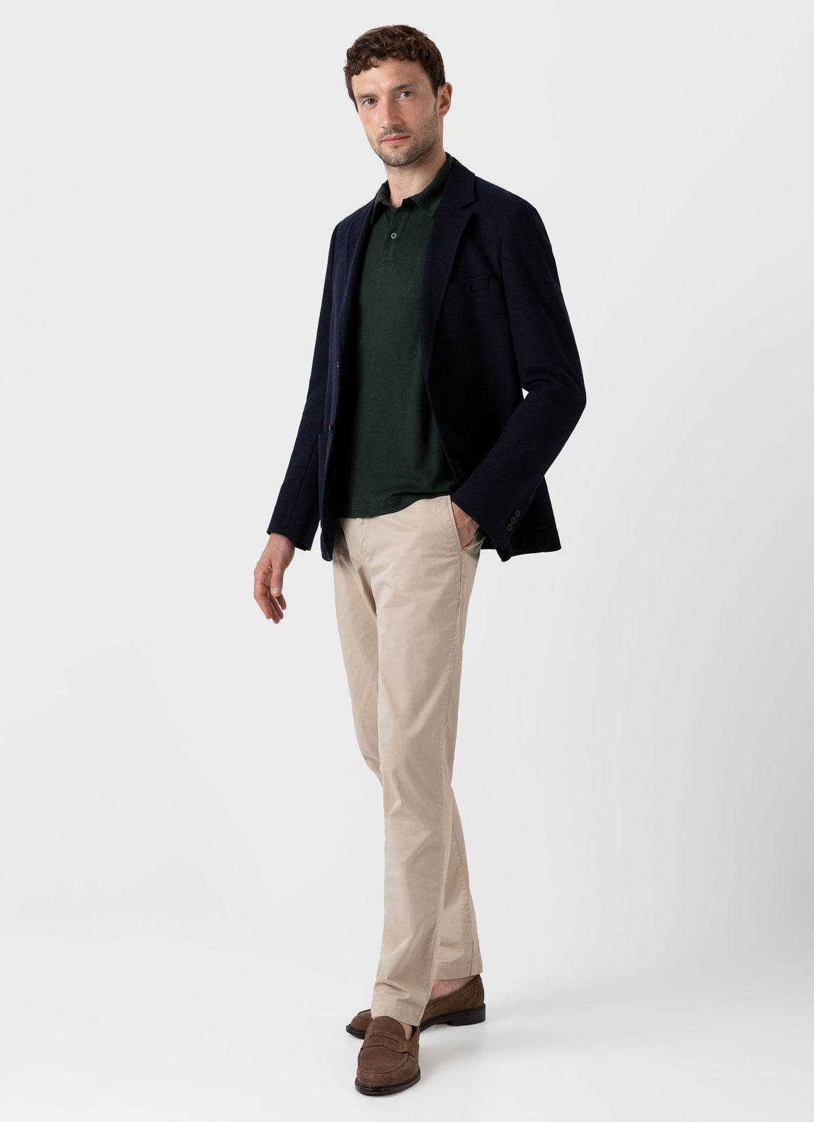 Men's Sea Island Cotton Riviera Polo Shirt in Seaweed