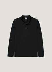 Men's Long Sleeve Classic Jersey Polo Shirt in Black
