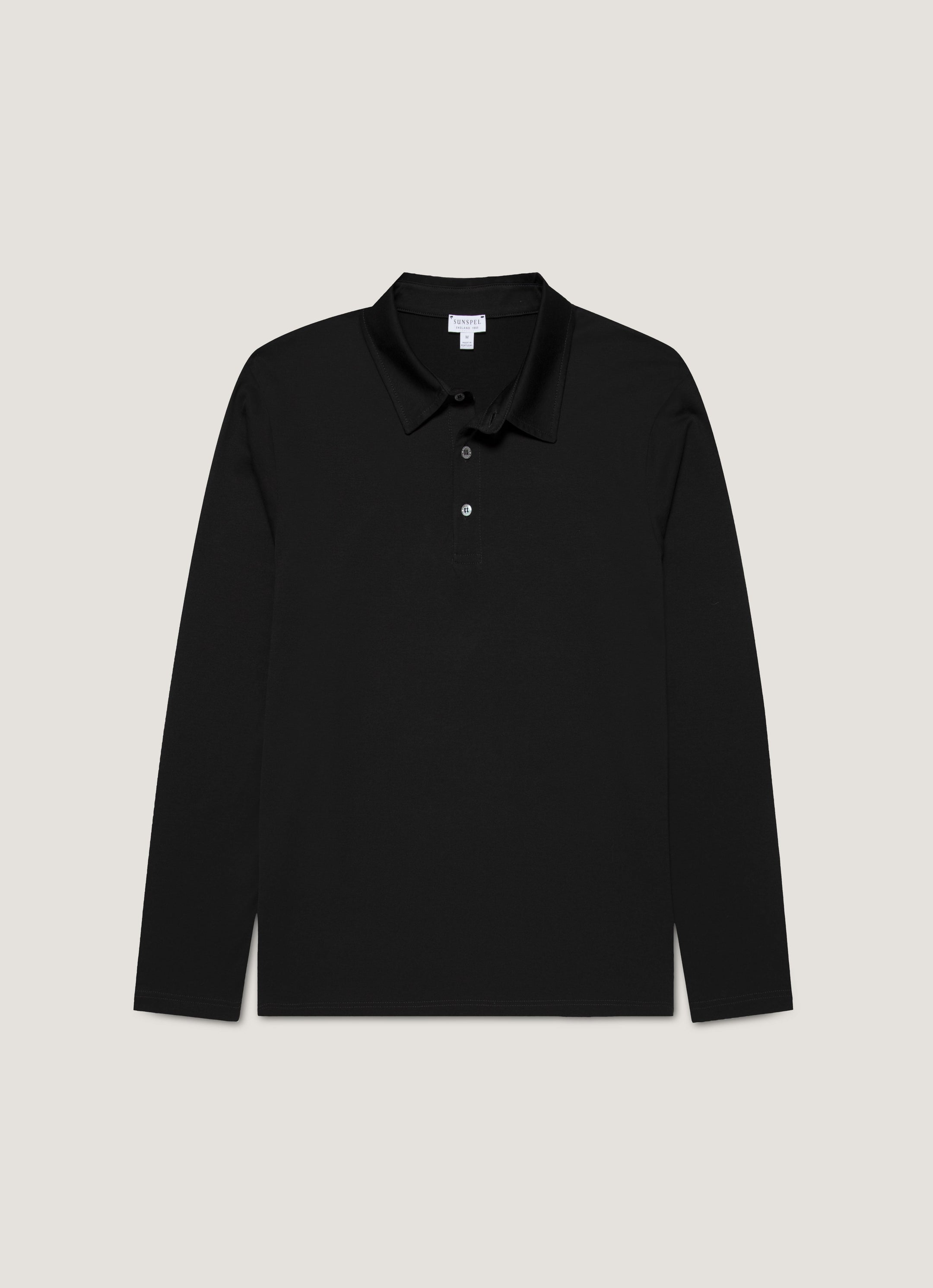 Men's Long Sleeve Classic Jersey Polo Shirt in Black