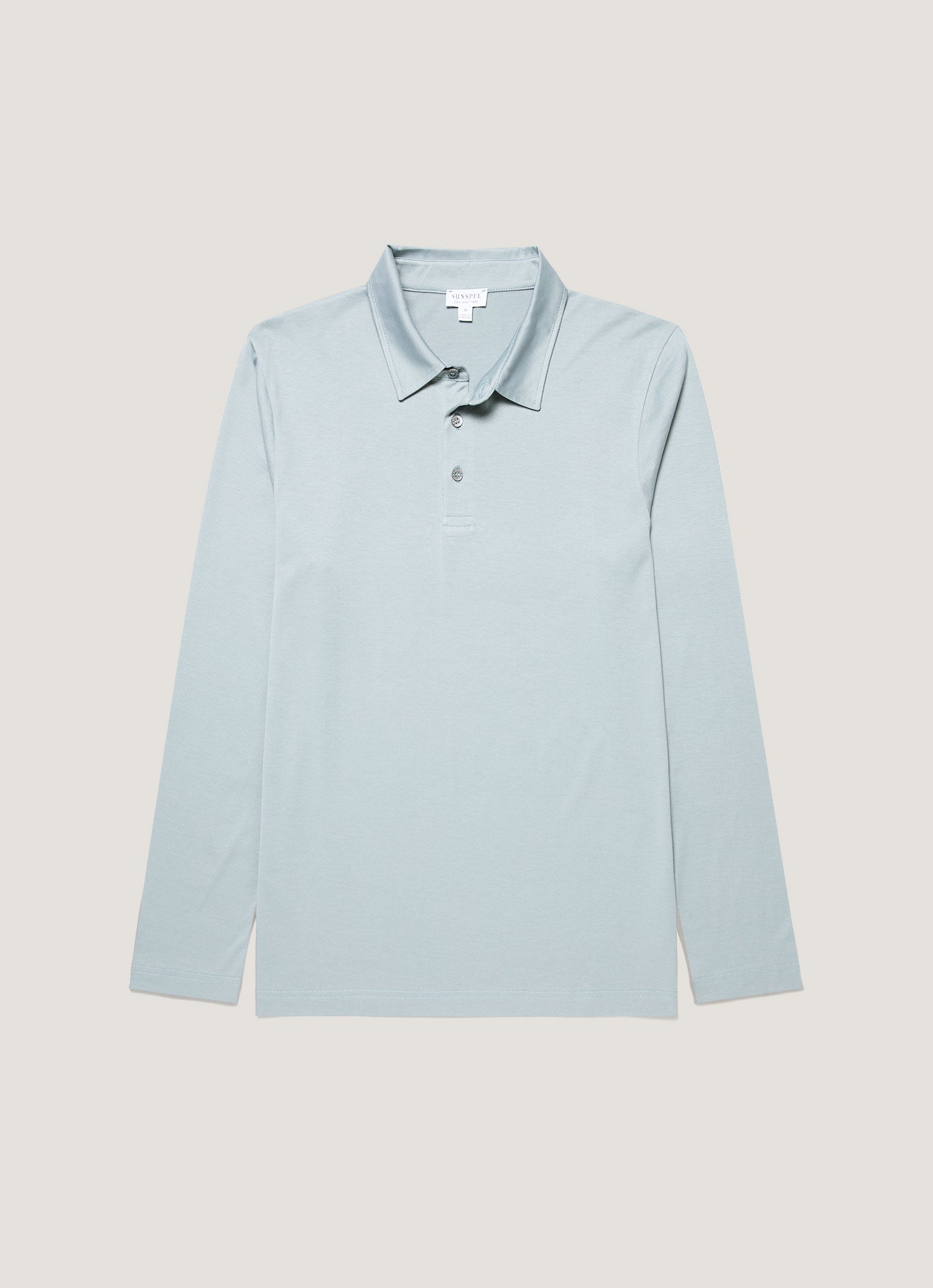 Men's Long Sleeve Classic Jersey Polo Shirt in Stone Blue